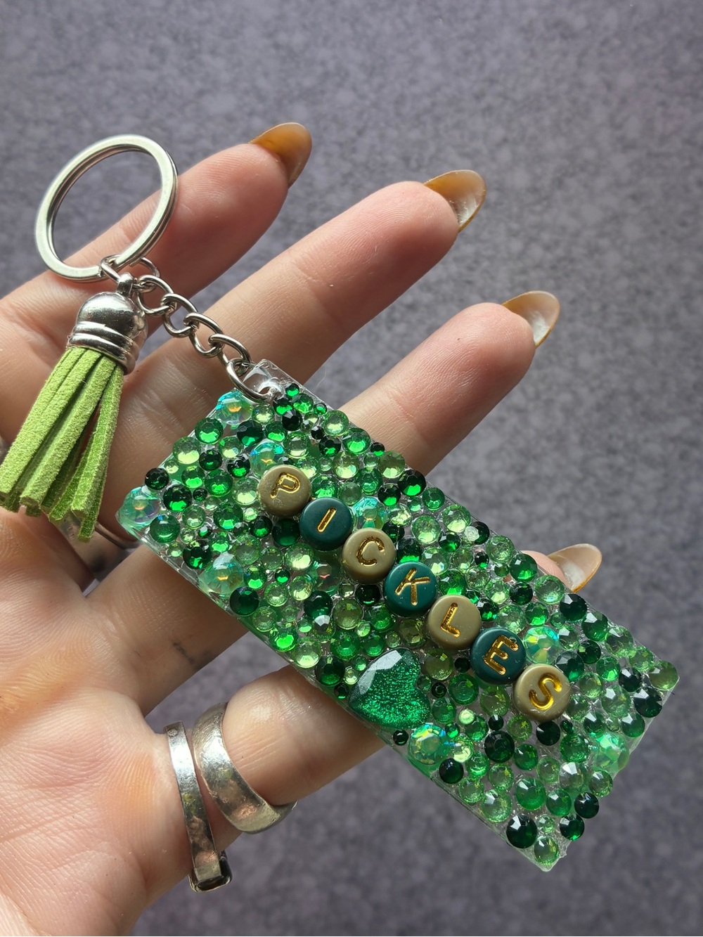 Handmade PICKLE keychain/bagcharm
